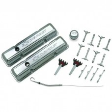 Engine Dress-Up Kit; Chrome with Stamped Chevy Logo; Fits SB Block Chevy Engines