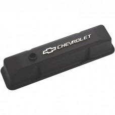 Chevrolet Bowtie Emblem Die-Cast Valve Covers, Raised Emblem, Black Crinkle