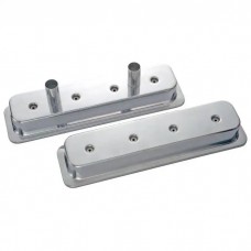 Engine Valve Covers; Circle Track-Center Bolt Style; Die Cast; w/Tubes; SB Chevy