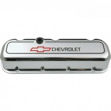 Engine Valve Covers; Tall Style; Die Cast; Chrome with Bowtie Logo; BB Chevy