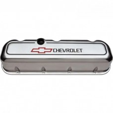 Engine Valve Covers; Tall Style; Die Cast; Polished with Bowtie Logo; BB Chevy