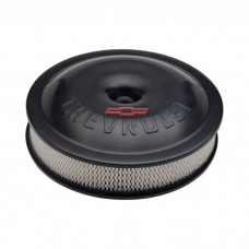 Engine Air Cleaner Kit; Super-Light; 14 Inch; Aluminum; Black; Bowtie/Chevy Logo