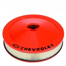 Engine Air Cleaner Kit; 14 Inch Dia; Orange; Chevy Black Lettering w/Bowtie Logo