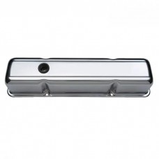 Engine Valve Covers; Stamped Steel; Tall; Chrome; w/o Emblems; Fits SB Chevy