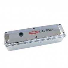 Engine Valve Covers; 2-Piece Tall Style; Die Cast; Chrome w/Bowtie Logo;SB Chevy