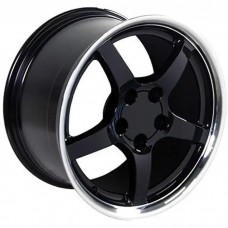 1988-2004 Corvette 17 X 9.5 C5 Style Reproduction Deep Dish Wheel Black With Machined Lip