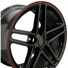 1988-2004 Corvette 17 X 9.5 C6 Z06 Reproduction Wheel Black with Red Banding