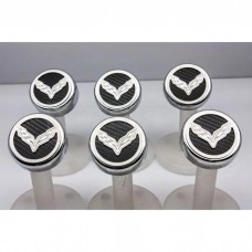 American Car Craft Fluid Cap Cover Set, Manual, Corvette Flag Logo, Carbon Fiber| 25-14119 Corvette 2014-2018