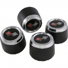 1973-1979 Corvette Aluminum Wheel Center Cap Set Black With Emblems
