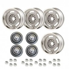 Corvette -Rally Wheel Kit, 1-Piece Cast Aluminum With Short Derby Caps,  17x8
