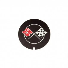 Camaro Valve Cover Crossed Flag Emblem, Z28, Finned Aluminum, GM, 1969-1974