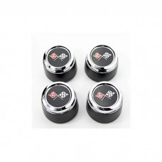 Wheel Center Cap, Black, With Emblem, For Cars With Corvette Aluminum Wheels, 1973-1979