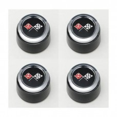 1973-1979 Corvette Aluminum Wheel Center Cap Set Black With Emblems