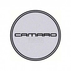 Camaro Wheel Center Cap Emblem, Black Logo, Silver Background, 1967-2002