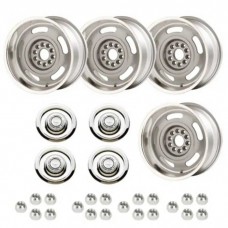 Rick's Camaro - Rally Wheel Kit, 1-Piece Cast Aluminum With  Flat Disc Brake Style Center Caps,  17x8