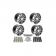 2002 Camaro 10 Spoke SS 35th Anniv 17x9, SET OF 4, Black Machined Face-Plain Center Caps , LUG NUTS, BLACK COVERS