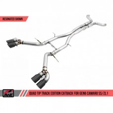 2016-2018 Camaro AWE Track Edition Cat-back Exhaust for SS / ZL1 - Non-Resonated - Diamond Black Tips (Quad Outlet)