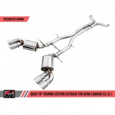 2016-2018 Camaro AWE Touring Edition Cat-back Exhaust for SS / ZL1 - Resonated - Chrome Silver Tips (Quad Outlet)