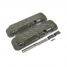 Chevy Big Block Valve Covers, OE Style Flamed Polished Aluminum, 1965-1995
