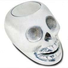 Shift Knob, Lokar, Polished Aluminum Skull, Plain Push Button, Universal Automatic Transmission