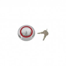 Gas Cap - Locking - For 1-1/2 Filler Neck - Die-cast ChromeWith Red Border - Ford Only