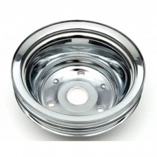 Chevelle or Malibu Crankshaft Pulley, Small Block, Double Groove, Chrome, 1969-72
