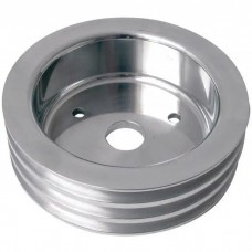Chevelle Crankshaft Pulley, Small Block, Triple Groove, Polished Billet Aluminum, For Cars With Short Water Pump, 1964-1968