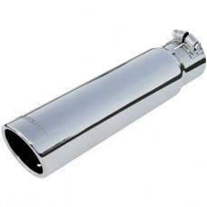 Chevelle Exhaust Tip, 4" x 7.5", For 2.5" Pipe, Rolled Edge, Double Wall, Polished Stainless Steel, Flowmaster, 1964-1972