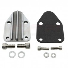 Chevy Small Block Zinc Alloy Fuel Pump Block Off Plate, Polished