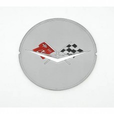 Full Size Chevy Wheel Spinner Insert, With Crossed-Flags Logo, Silver, 1959-1960