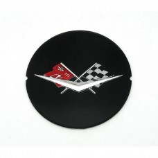 Full Size Chevy Wheel Spinner Insert, With Crossed-Flags Logo, Black,1959-1960