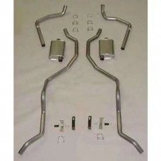 Full Size Chevy Dual Exhaust System, Aluminized 2-1 & 2", 409ci, With Turbo Mufflers, 1962-1964