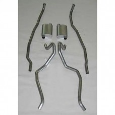 Full Size Chevy Dual Exhaust System, Big Block, With Stock Exhaust Manifolds, 2-1 & 2", Turbo, Aluminized, 1965-1966