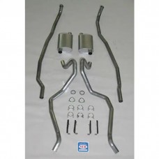 Full Size Chevy Dual Exhaust System, Big Block, With Stock Exhaust Manifolds, 2-1 & 2", Turbo, Stainless Steel, 1965-1966