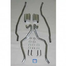 Full Size Chevy Dual Exhaust System, Big Block, With Stock Exhaust Manifolds, 2-1 & 2", Turbo, Stainless Steel, With Quickflow Mufflers, 1965-1966
