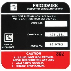 Full Size Chevy Air Conditioning Compressor Decal, Frigidaire, 1971