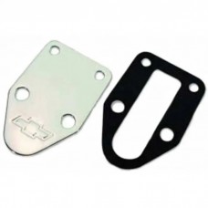 El Camino Fuel Pump Mounting Hole Block-Off Plate, Small Block, Bowtie Logo, Chrome, With Gasket, 1964-1972