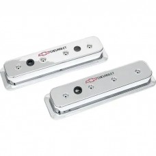 Chevy Valve Covers, Small Block, With Baffle, Center Bolt Heads, Chromed Aluminum, With Chevrolet Script & Bowtie Logo,1955-1957