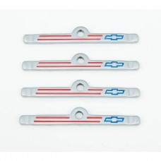 Chevy Valve Cover Clamps, Gray, With Bowtie Logo, 1955-1957
