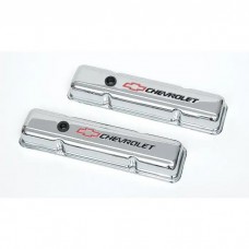 Valve Covers,SB,Short,Chrome,w/Chevy Script & Bowtie,55-72