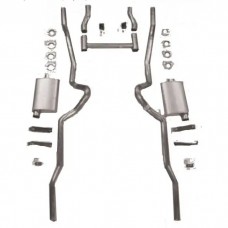 Chevy Dual Turbo 2-1/2" Exhaust System, Small Block Or Big Block, Use With Headers, Stainless Steel, Non-Wagon, 1955-1957