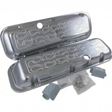 Chevy Big Block Valve Covers, OE Style Flamed Polished Aluminum, 1965-1995