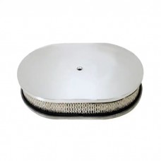 Chevy Air Cleaner, Oval Smooth Chrome Aluminum, 12"