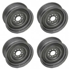 Chevy Steel Wheel Set, 14'' X 6'', For Disc Or Drum Brakes, 1955-1957