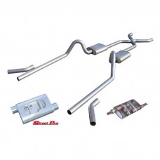 Pypes Dual Exhaust System, 2.5", Street Pro Mufflers, Crossmember Back W/X-Pipe, 1955-1957