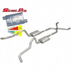 Chevy Wagon Pypes Dual Exhaust System, 2.5", Street Pro Mufflers, Crossmember Back W/X-Pipe, 1955-1957
