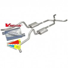 Chevy Wagon Pypes Dual Exhaust System, 2.5", Violator Mufflers, Crossmember Back W/X-Pipe, 1955-1957