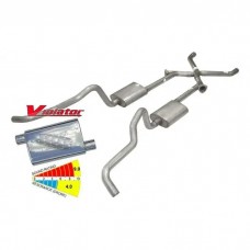 Chevy Wagon Pypes Dual Exhaust System, 2.5", Violator Mufflers, Crossmember Back W/X-Change, 1955-1957