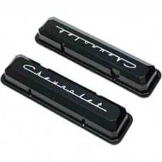 Chevy Truck Valve Covers, Small Block, Black Powder Coated,Aluminum, With Chevrolet Script, 1955-1972
