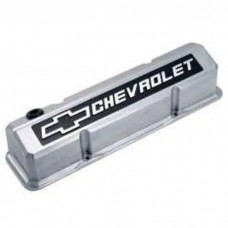 Chevy Truck Valve Covers, Small Block, Polished Aluminum, With Raised Chevrolet Script & Bowtie Logo, 1958-1972